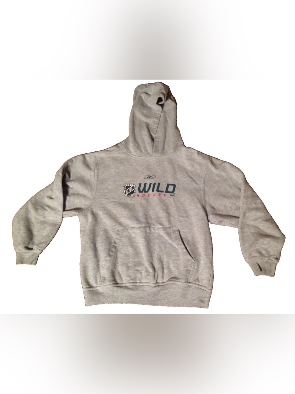 RBX MN Wild Hocky Hooded Sweatshirt Unisex Size M 10/12 Gray NHL Hoodie